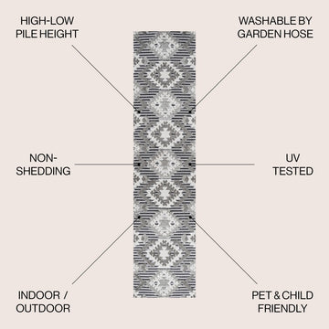 Sumak High-low Pile Neutral Diamond Kilim Area Rug